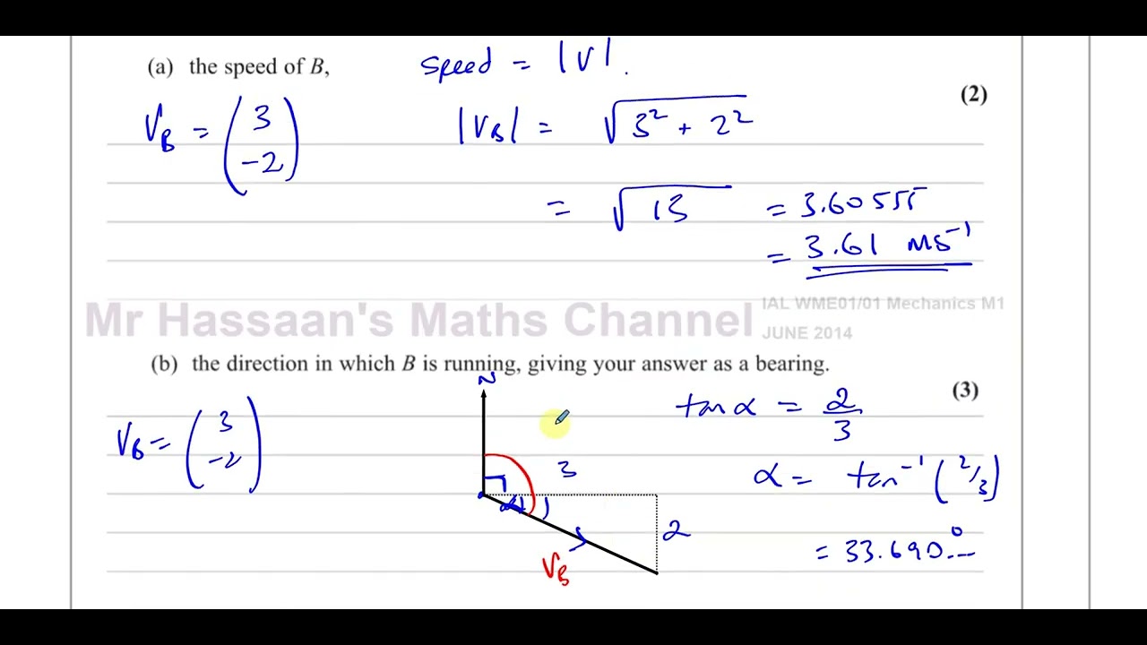 WME01/ 01, Mechanics M1 (IAL) June 2014,  Q5 Vectors, Speed, Bearings, Position Vectors