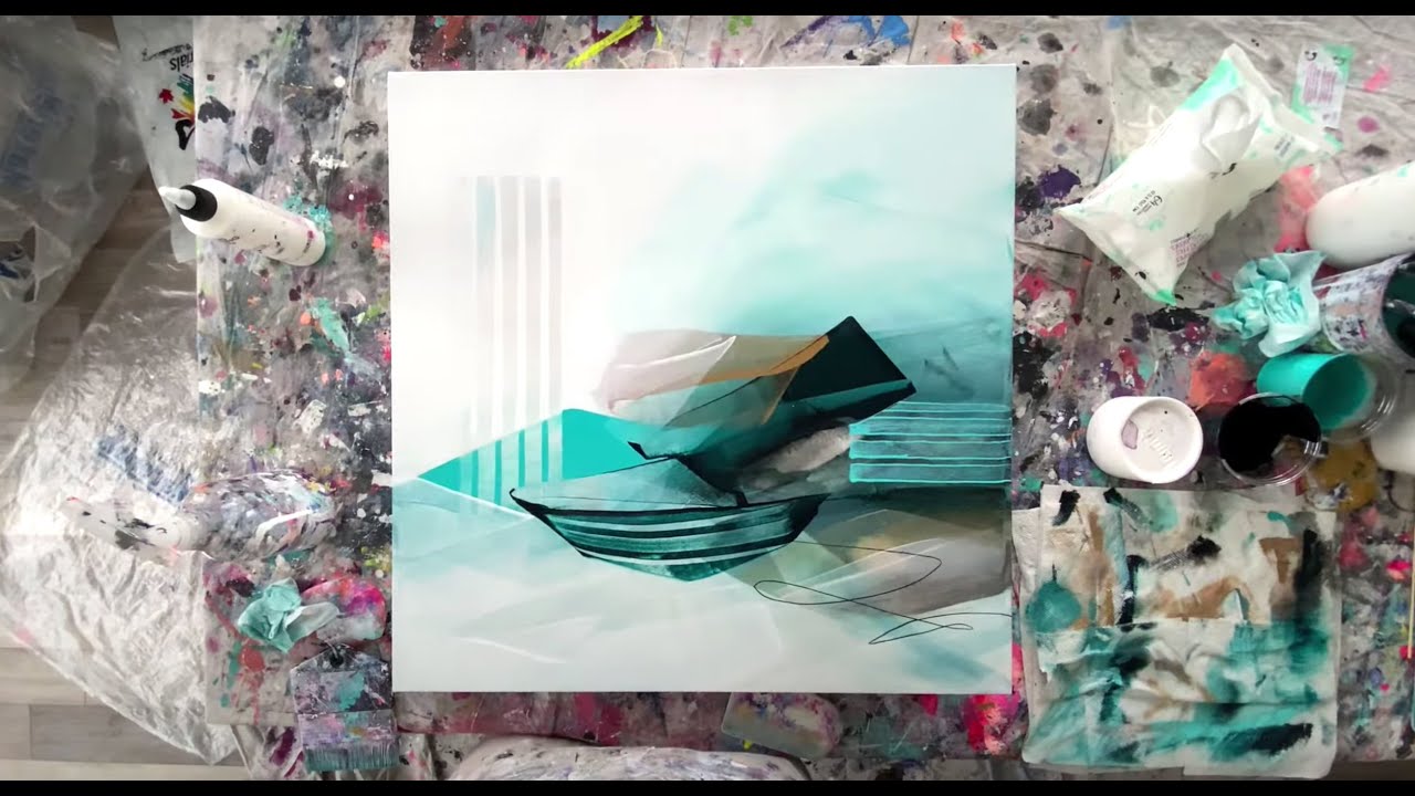 Abstract Acrylic Painting Techniques Using a Catalyst Wedge