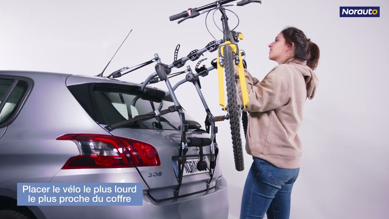 Tuto porte-vélos de coffre suspendu NORAUTO STRAP 100-3 pour 3 vélos