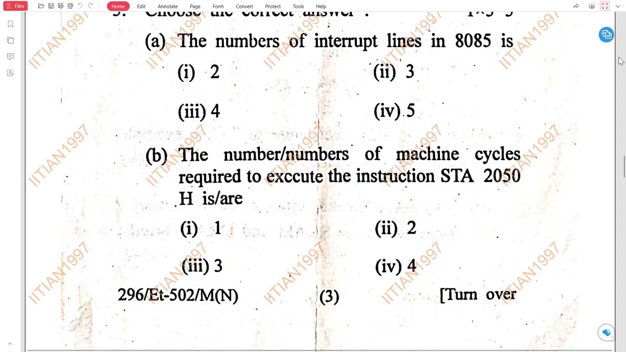 MICROPROCESSOR & INTERFACING | END SEMESTER EXAMINATION | 2019