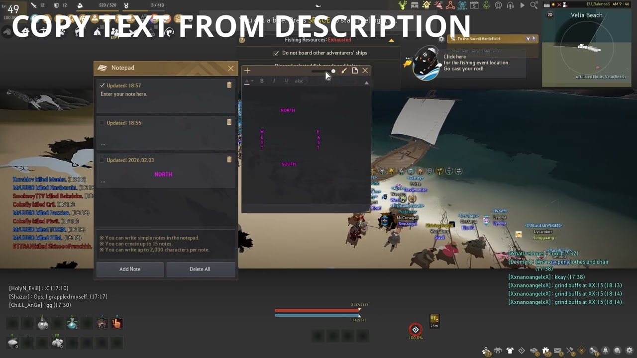 BDO MINIMAP CARDINAL DIRECTIONS NOTEPAD SETUP