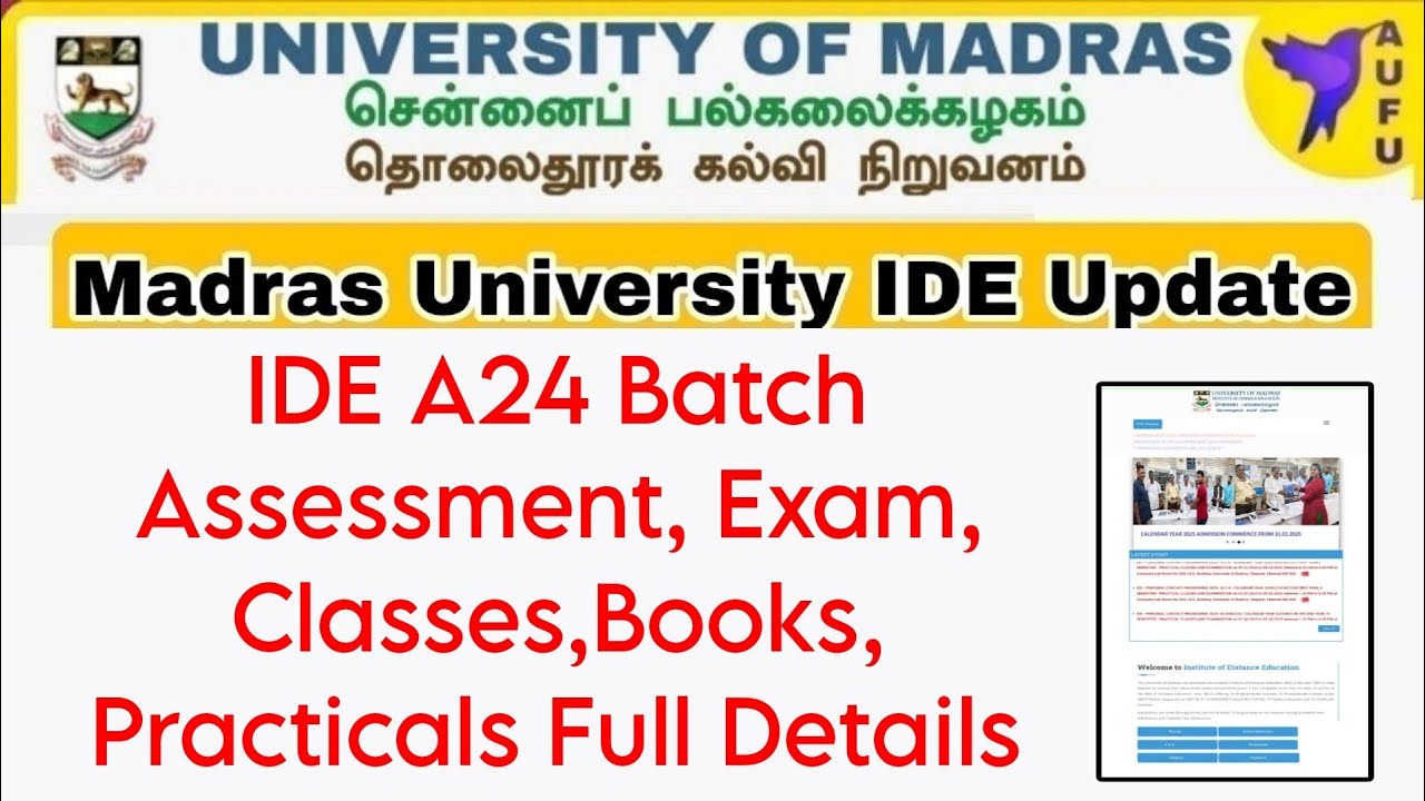 Madras University IDE A24 Batch A to Z All Informations👍