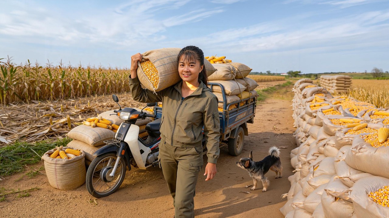 Timelapse - Transporting 1000KG Corn Kernels By 3-Wheeled Truck In 24 Hours