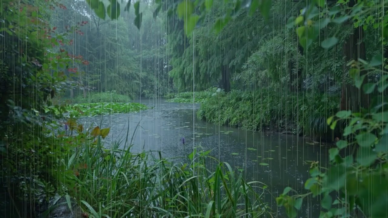 The beautiful little river is raining(7) , sleep, relax, meditate, ASMR, Real Shot