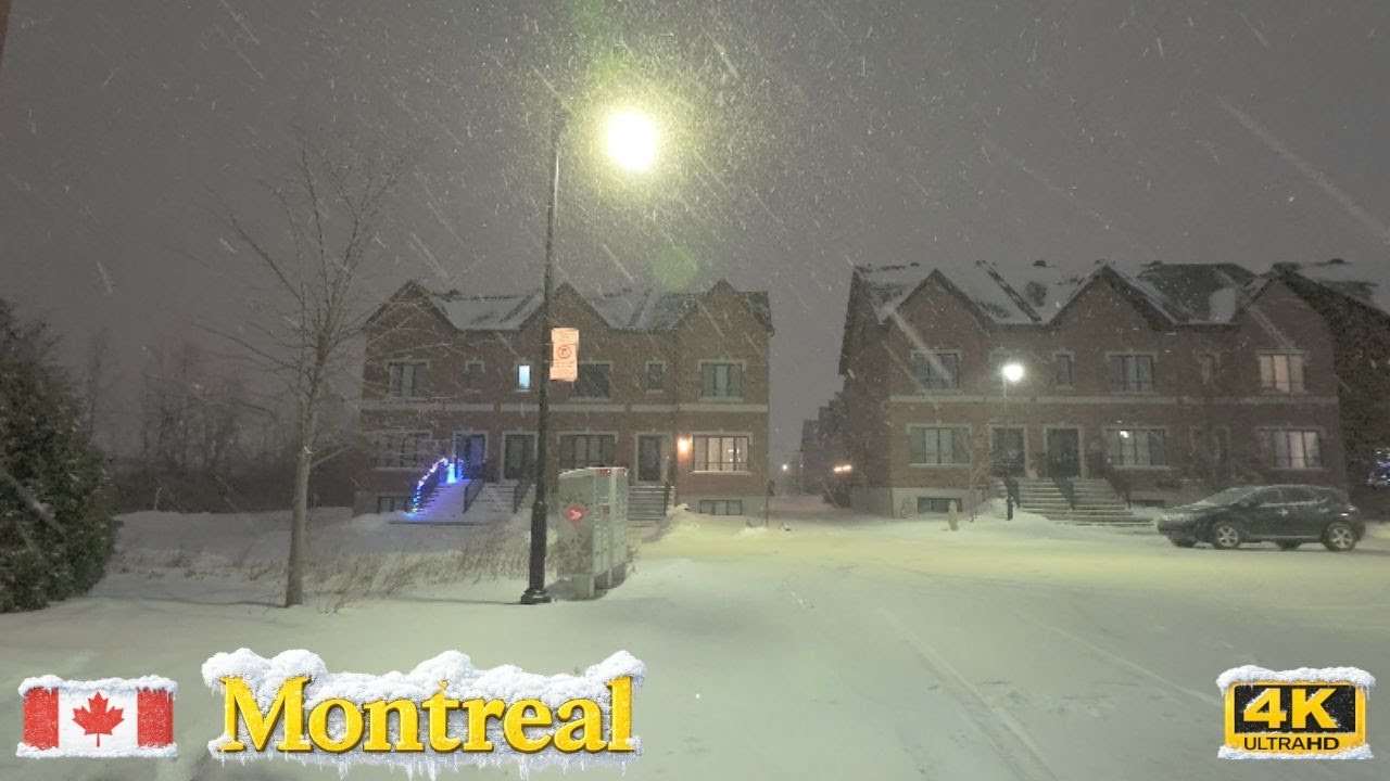 Under a Snowfall Warning ❄️ | Relaxing Night Walk in Montreal, Canada [No Edit]