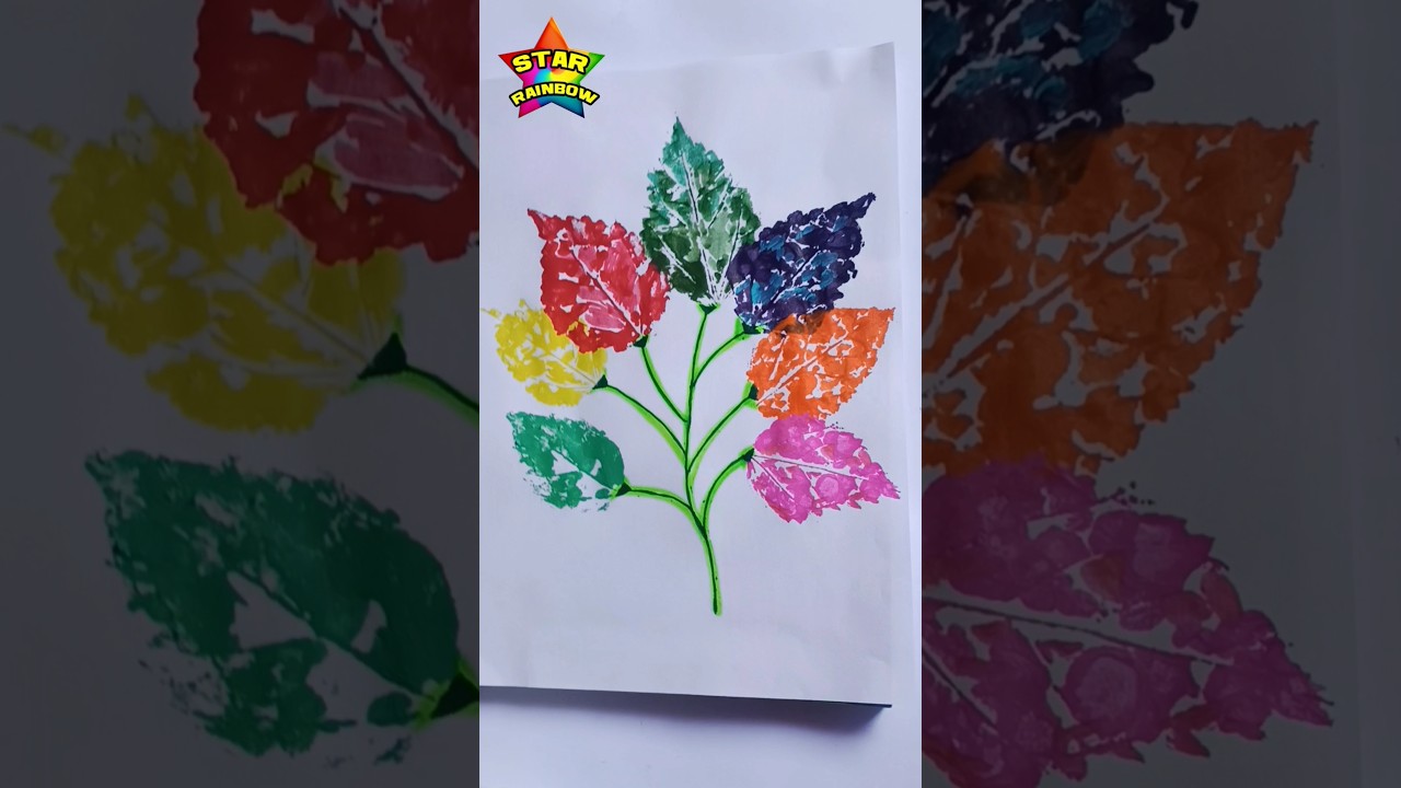 Leaf printing 🍂 | #hibiscusleaf #printart #easypaintingforbegginers #leafpainting #ytshort