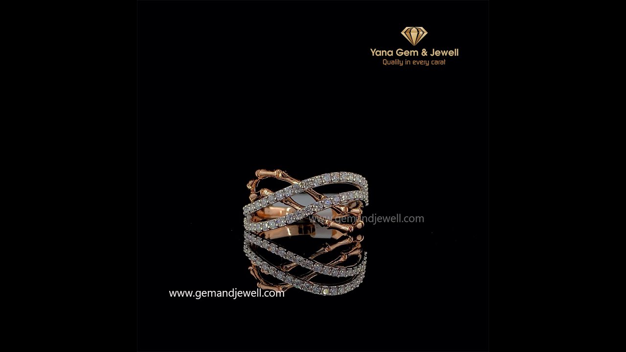 Beautiful Criss-Cross Round Diamond Ring in Rose Gold For Women | Yana Gem And Jewell
