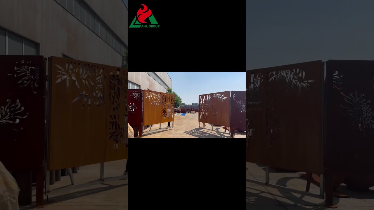 Corten Steel Outdoor Screen&mdash;Garden Rustic  Fence Panel#screen#panel