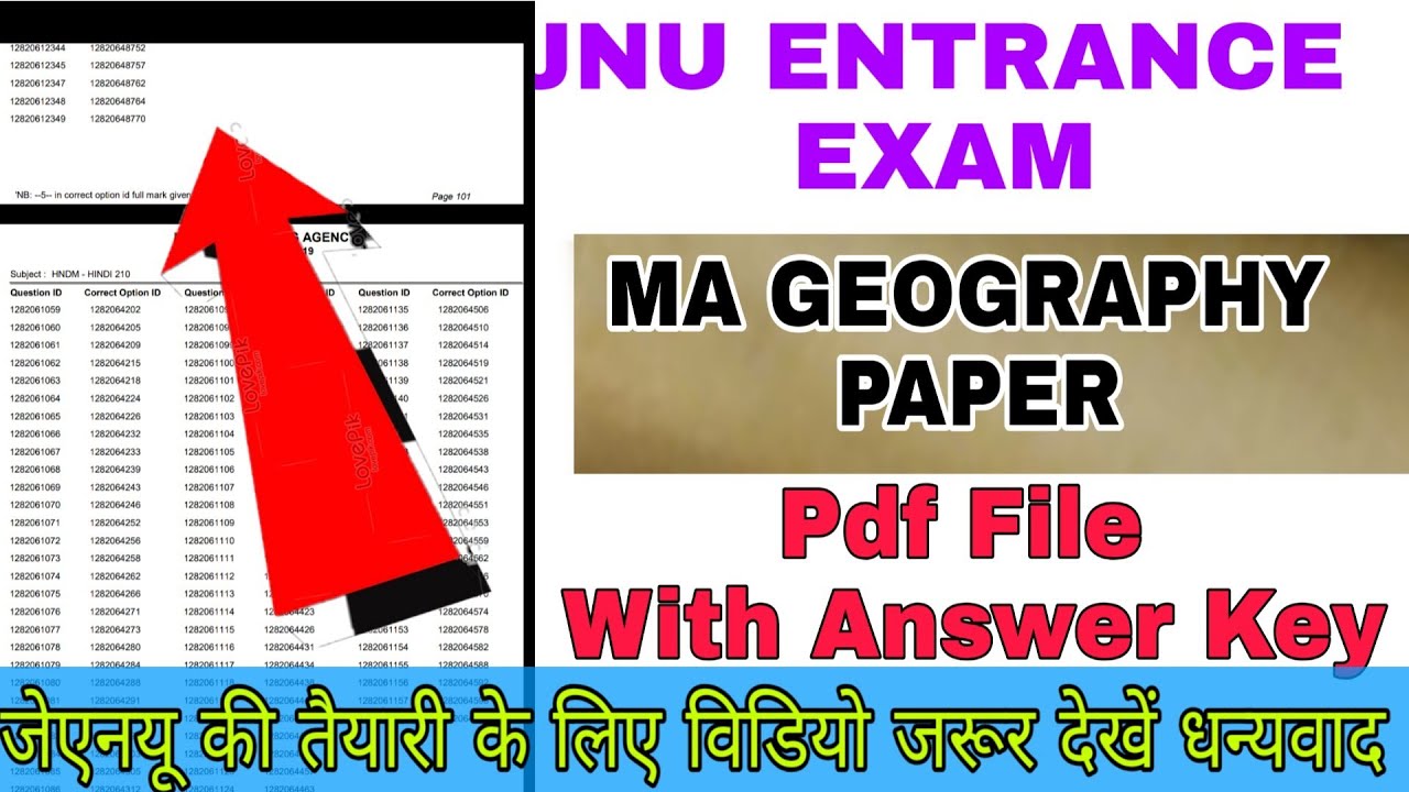 Jnu Ma Geography Entrance Paper With Answer Key 2019 !! Jnu Ma Geography Paper