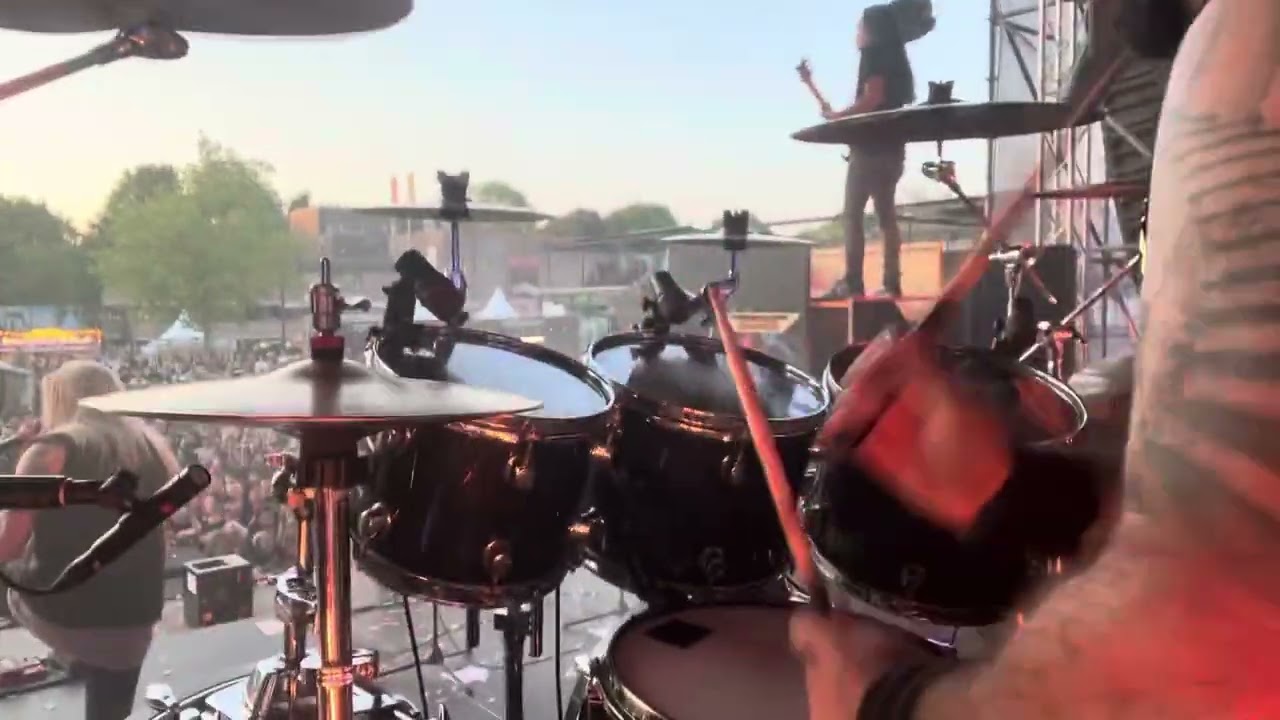 [Gee Anzalone] Through The Fire And The Flames Side Drum Cam Live @ Into The Grave Festival