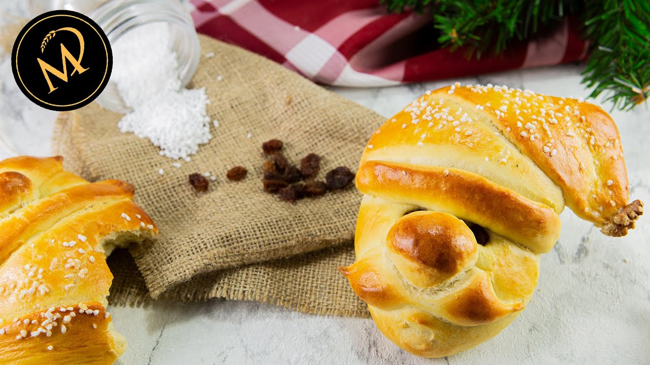 Nikolaus Kopf aus s&uuml;ssem Hefeteig, die Alternative zum Grittib&auml;nz, Weckmann oder Stutenkerl