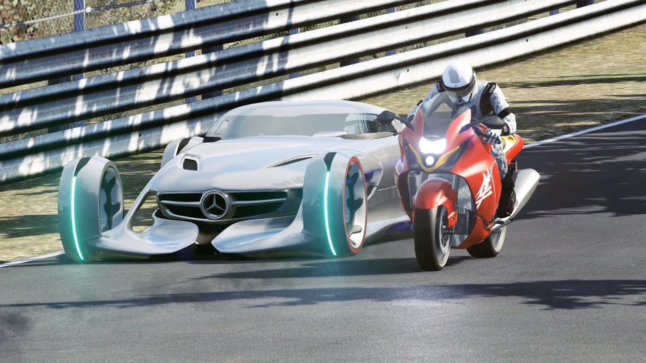 Suzuki Hayabusa vs Hypercars Mercedes-Benz AMG, Bugatti, Apollo Project EVO at Nordschleife