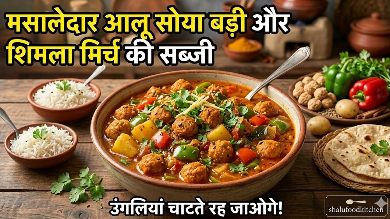 उंगलियां चाटते रह जाओगे जब बनाओगे ये आलू सोयाबीन शिमला मिर्च और आलु की सब्जी | Shalufoodkitchen