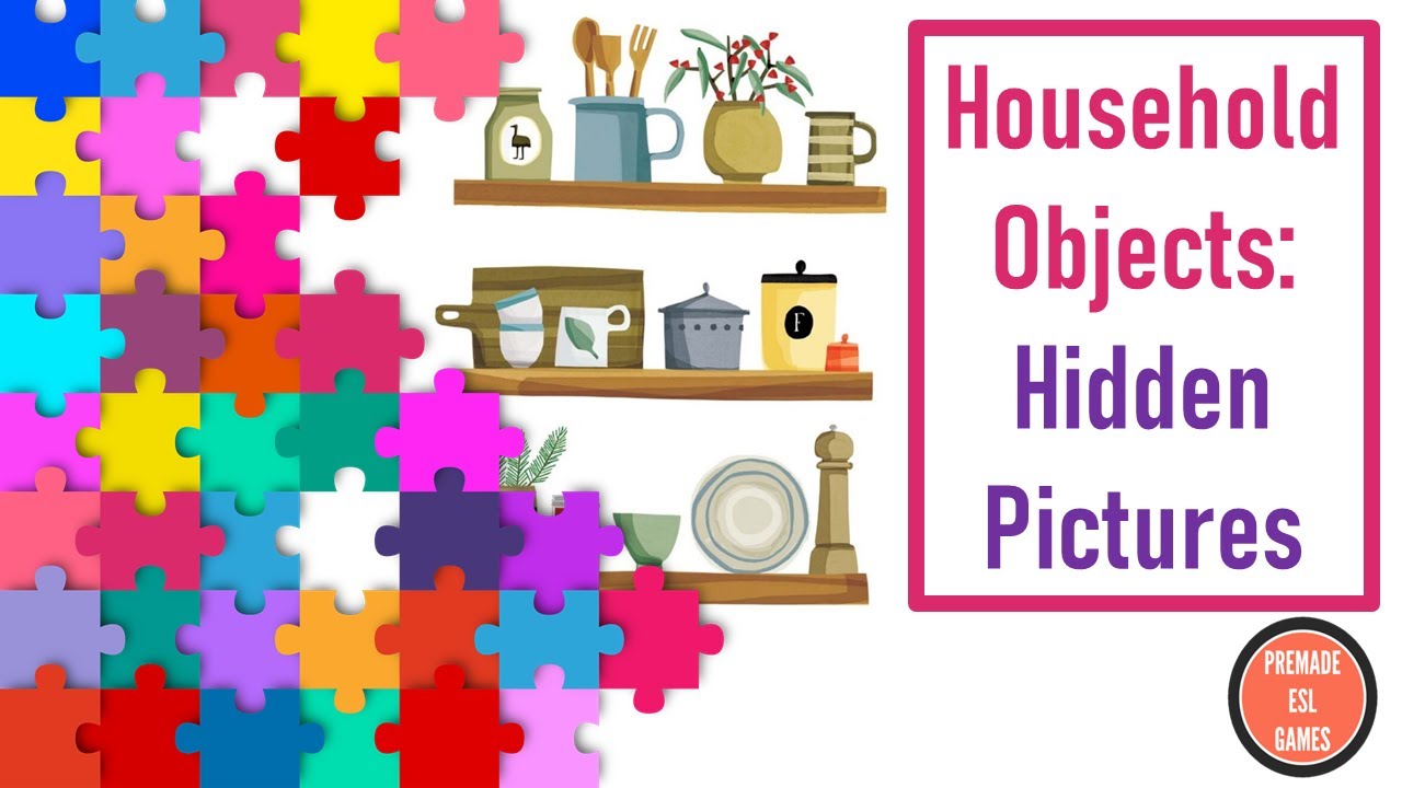 Household Objects Hidden Pictures | English Classroom Game | ESL Homes | House