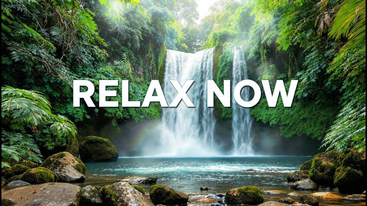 Relax Now 🌿 Soothing Piano Music with Waterfall Scenery for Stress Relief & Relaxation