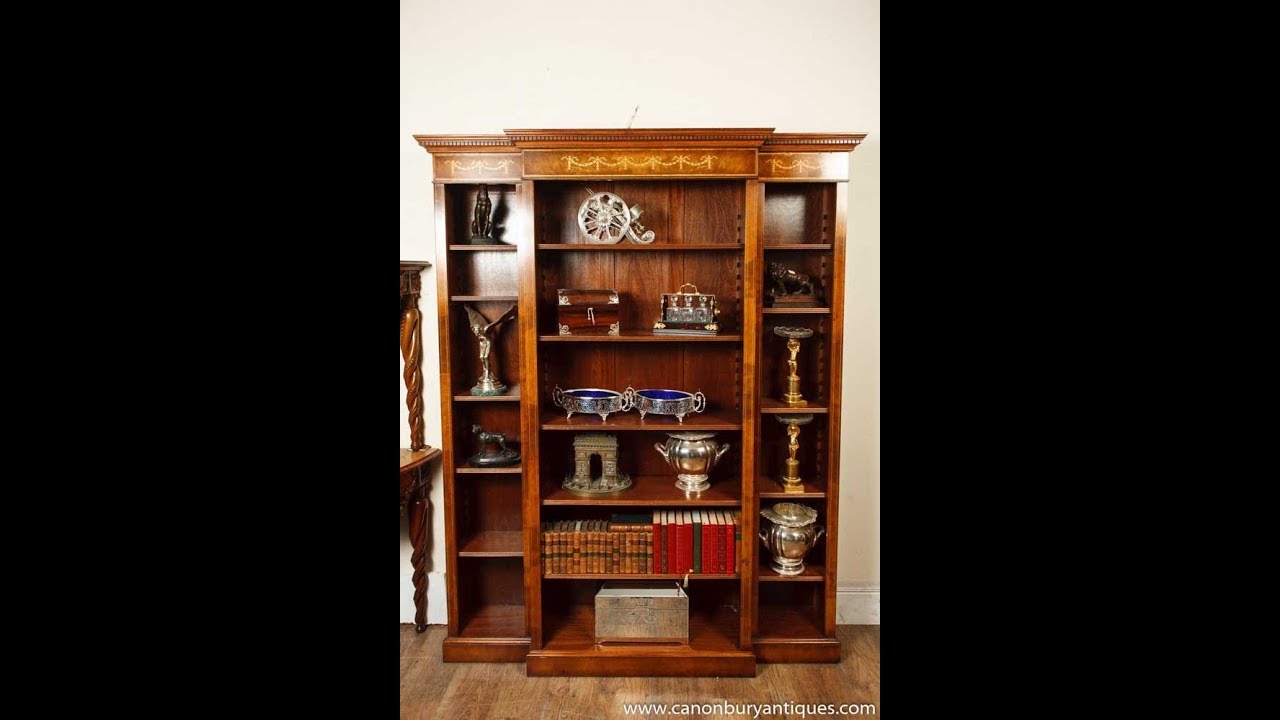 Walnut Breakfront Bookcase Sheraton