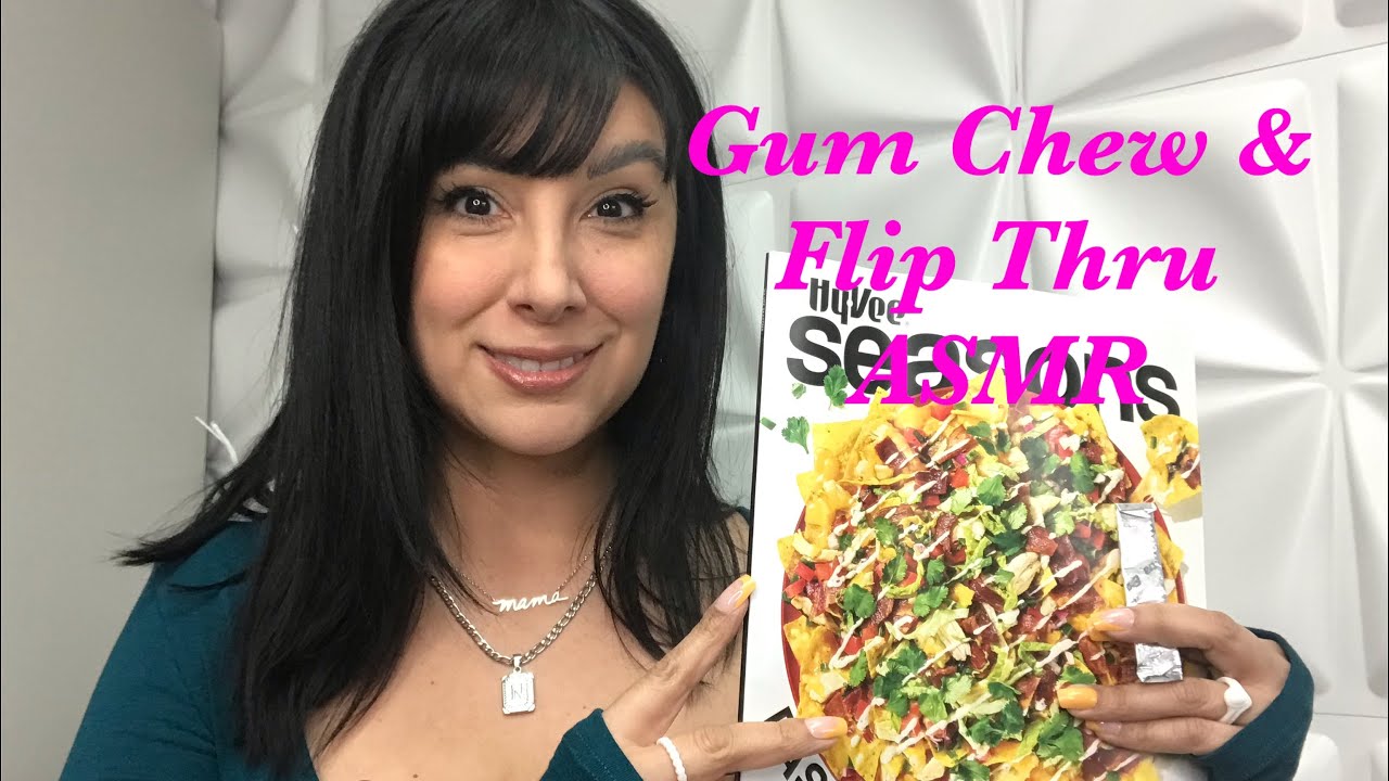 ASMR Gum Chewing Magazine Flip through