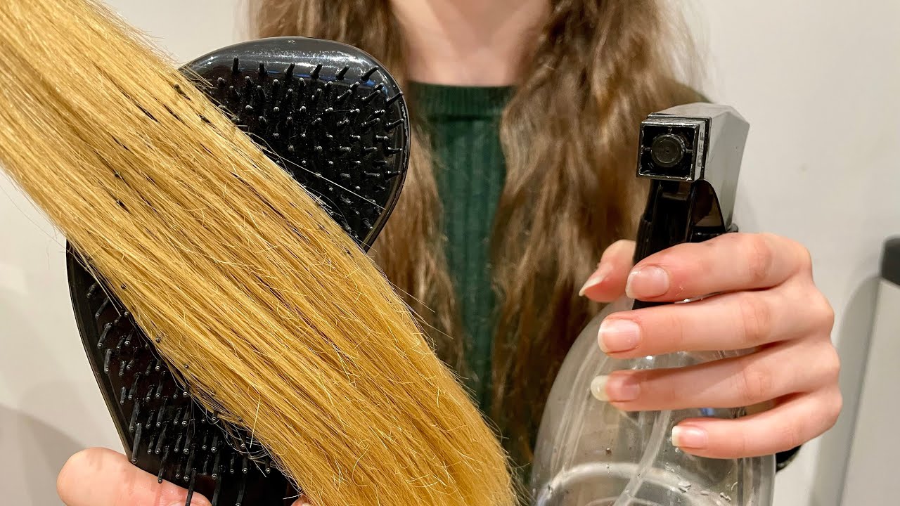 ASMR Brushing your hair | REAL HAIR | spray sounds | hair brushing | hair dryer | lo-fi
