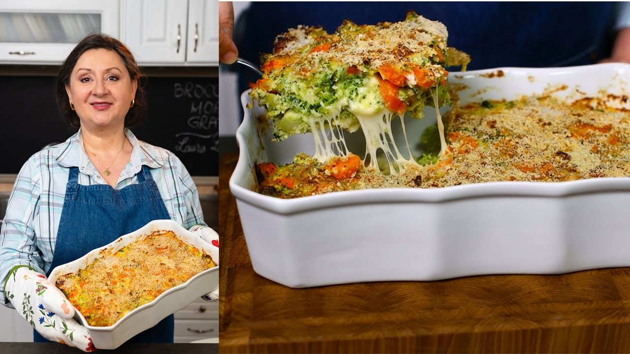Gratin de broccoli și morcovi cu multă brânză - rețetă pentru toată familia, cu un gust fabulos!
