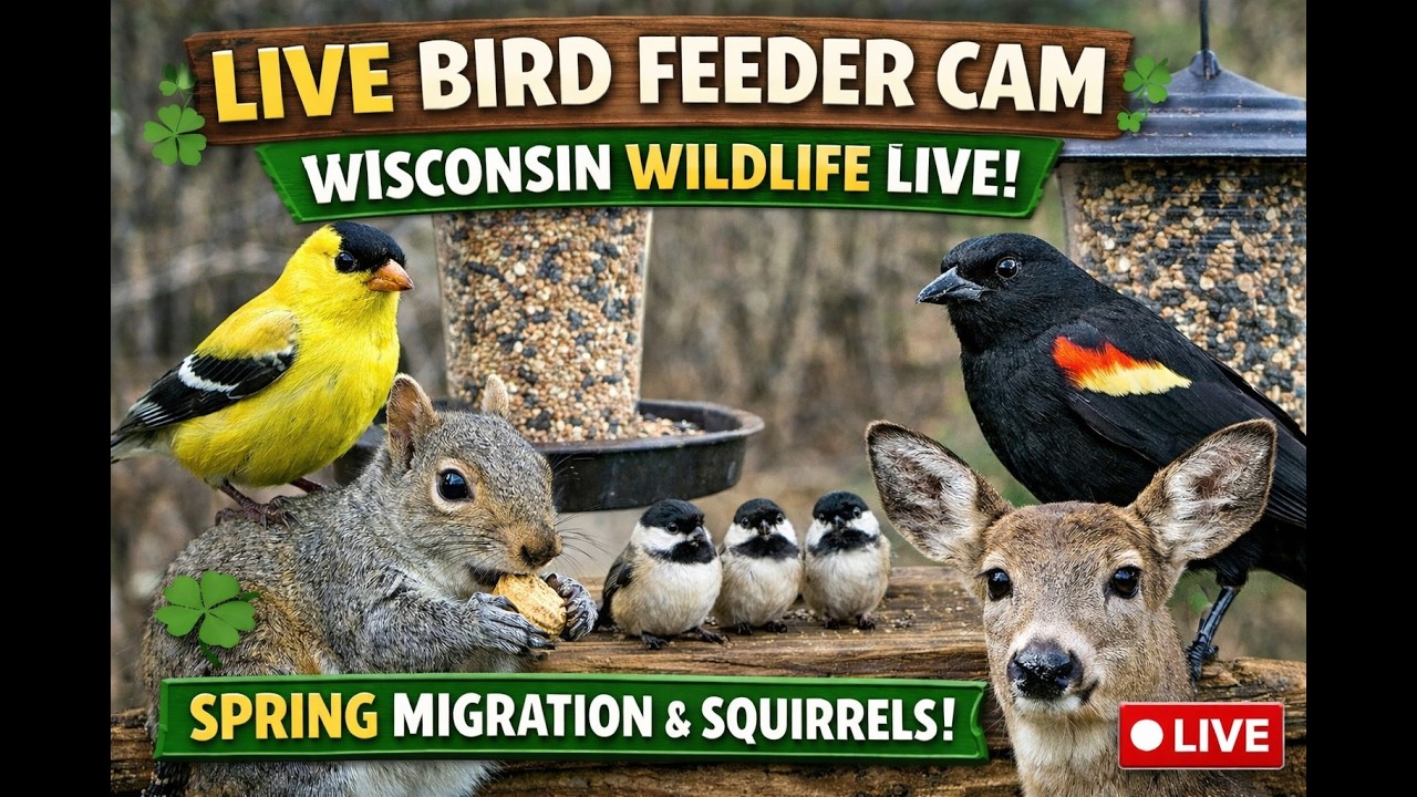 Live Bird Feeder Cam 🐦 Wisconsin Wildlife LIVE | Spring Migration Birds & Squirrels
