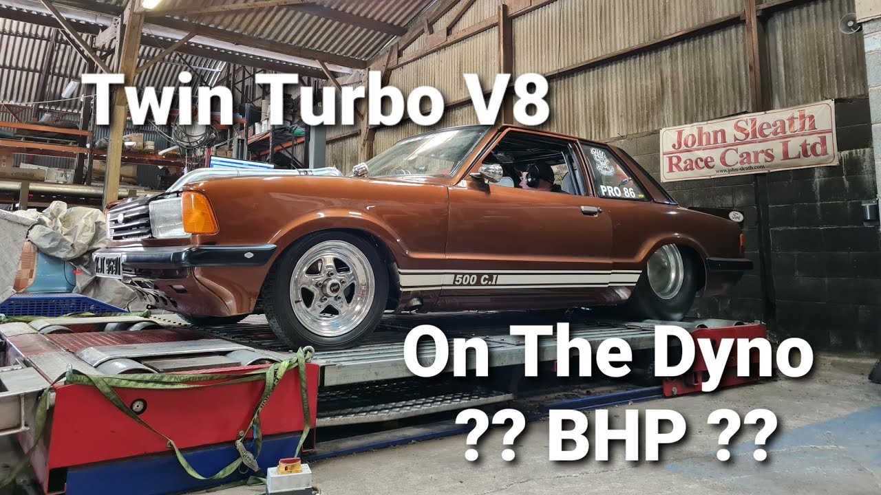 Twin Turbo V8 Ford Cortina на динамометре * л.с. *