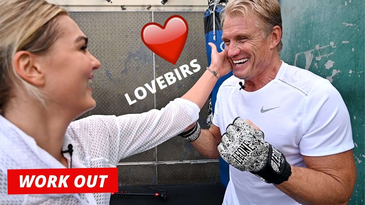 Dolph Lundgren work out With Girlfriend, Emma Krokdal at GOLD'S GYM in Venice