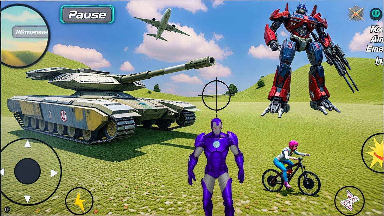 Super Iron-Man Rope Hero Vegas Crime Simulator Robot And Military Tank Driving - Android Gameplay