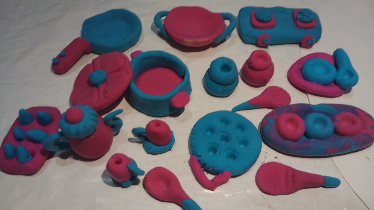 Diy how to make polymer clay miniature kitchen set , doll kitchen set, stove, pan, egg try, etc