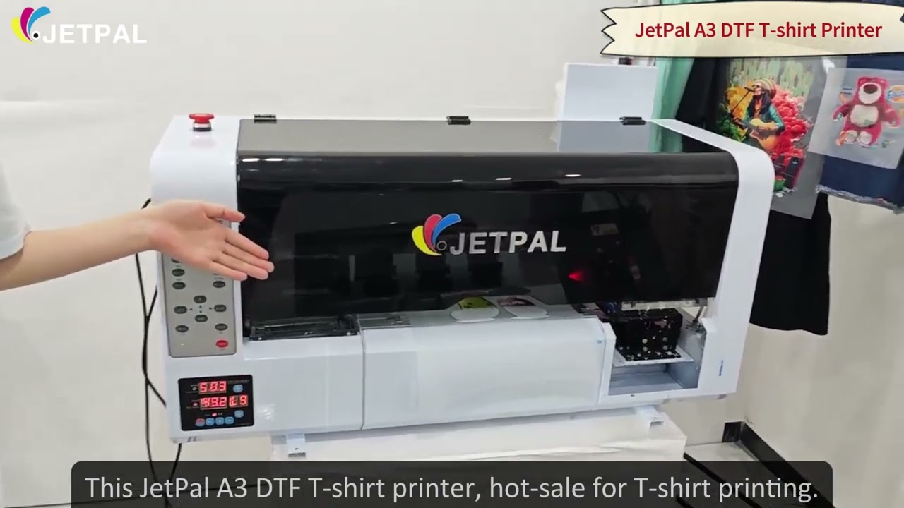 JetPal A3 DTF T-shirt Printer fro all fabrics printing with double xp600 printhead, powder shaker