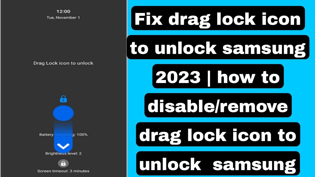 Fix drag lock icon to unlock samsung 2023 | how to disable/remove drag lock icon to unlock samsung