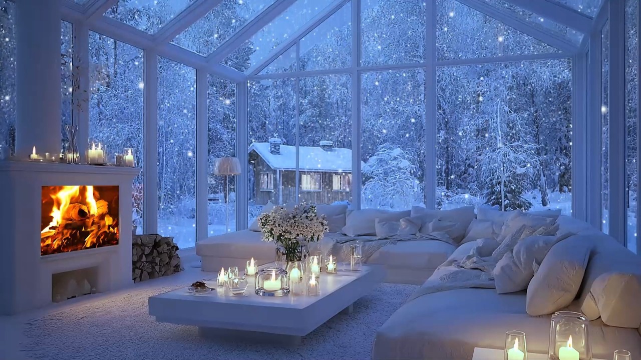 Quiet Winter Piano Lounge | Snow Outside, Fire Inside | Focus Study Work Meditation Calm
