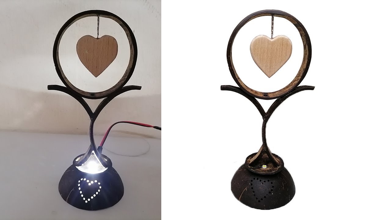 Lamp  DIY LED Lamp OR  Desk Light Gift With Coconut Shell ||Bedside Lamp||Hand Made Décor Light