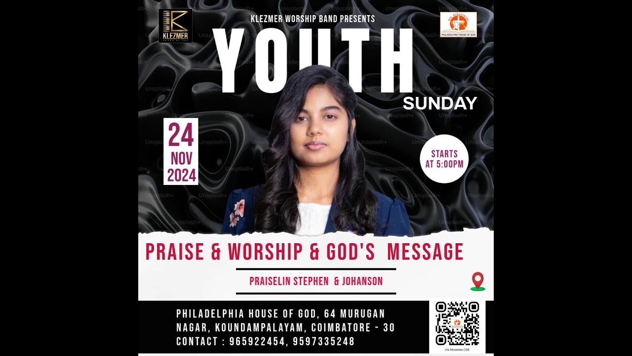 SUNDAY YOUTH SERVICE ( 24 - 11 - 2024 ) | SIS. PRAISELIN STEPHEN & BRO. JOHANSON | HIS MNISTRIES CBE