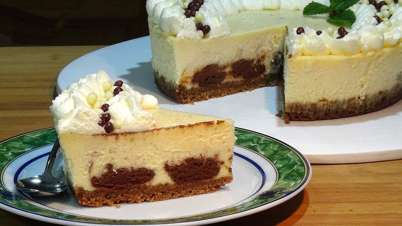 Tarta de queso o cheesecake con chocolate. Súper fácil y deliciosa - Recetas de cocina, paso a paso,