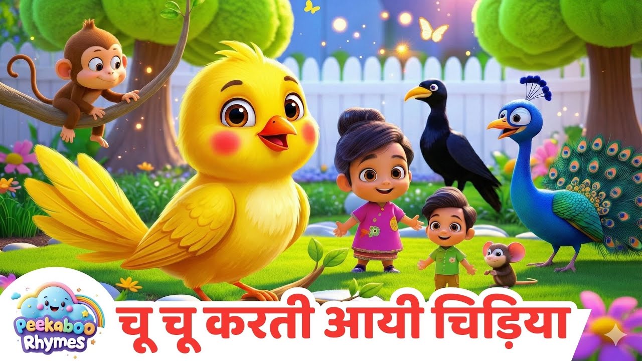 Chun chun karti aayi chidiya | Chidiya rani | hindi rhymes for kids | balgeet | Peekaboo rhymes