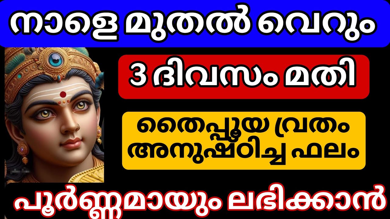 തൈപൂയ വ്രതം വിട്ടു പോയവർക്ക് മുരുക ഭഗവാന്റെ അനുഗ്രഹം നേടാൻ നാളെ മുതൽ വെറും 3 ദിവസ വ്രതം മാത്രം മതി