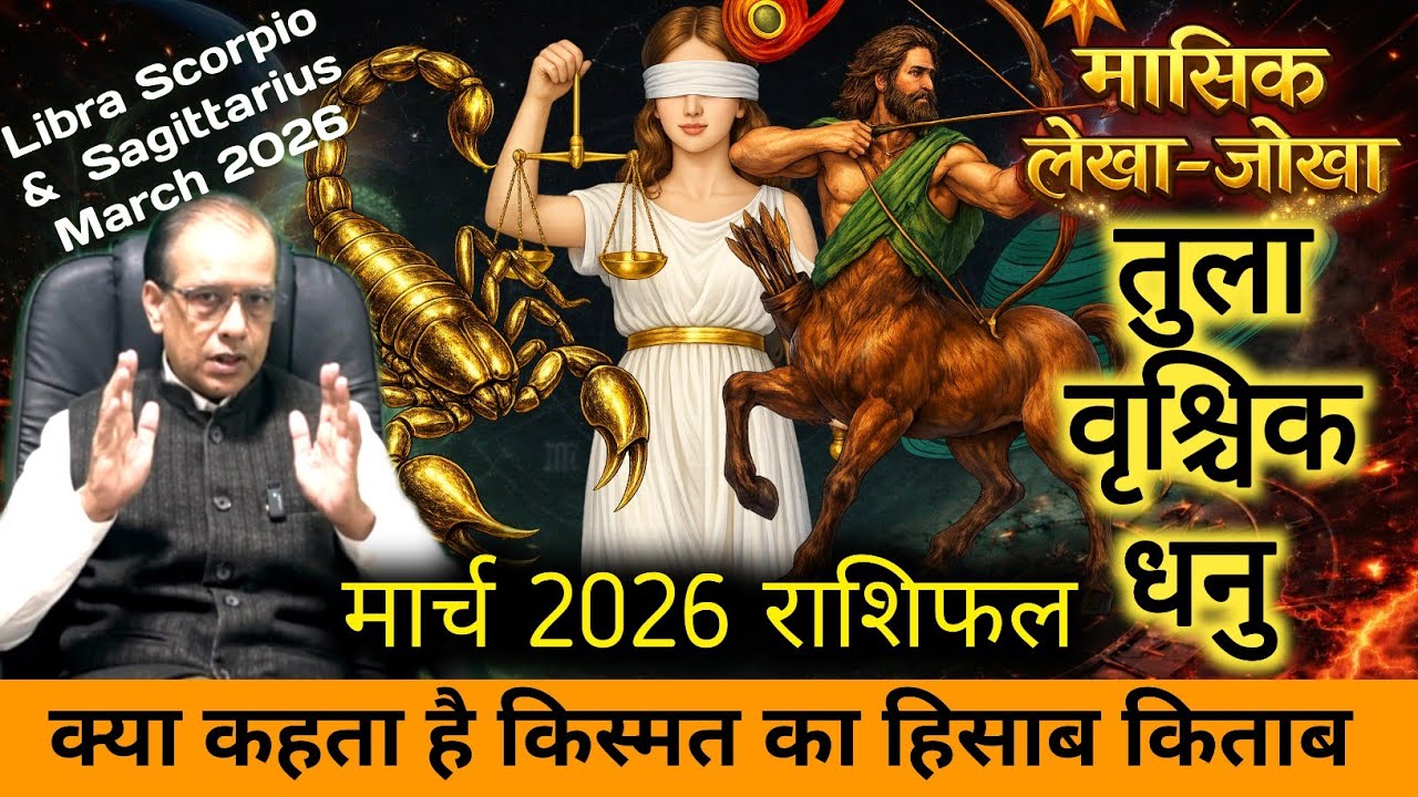 तुला वृश्चिक धनु मार्च 2026 | मासिक लेखा जोखा, बड़ा बदलाव, किस्मत का फैसला! | March 2026 Rashifal |