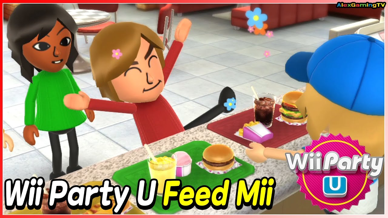 Wii Party U - Feed Mii 🎵 (Play movies 75) Rachel vs Yukchan vs Haru vs Alphanim 🎵 AlexGamingTV