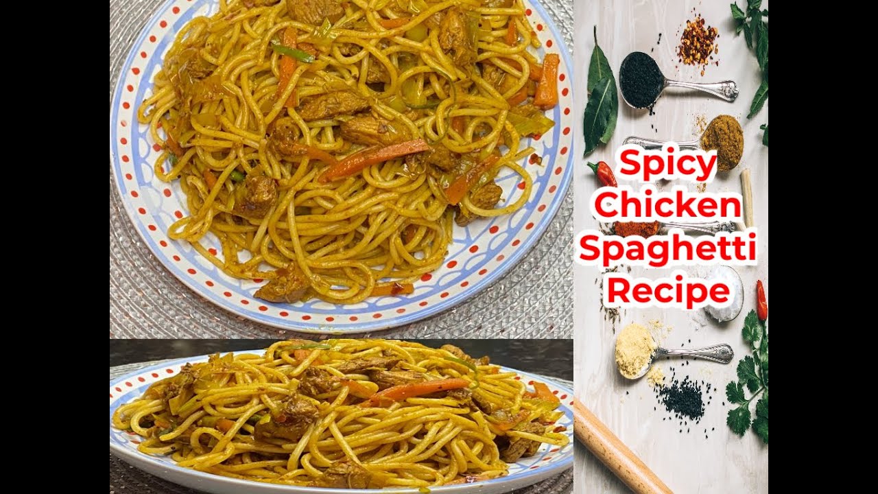 Chicken Spaghetti Recipe | spicy Chicken & Vegetable Spaghetti | Quick & Delicious Spaghetti| ASMR