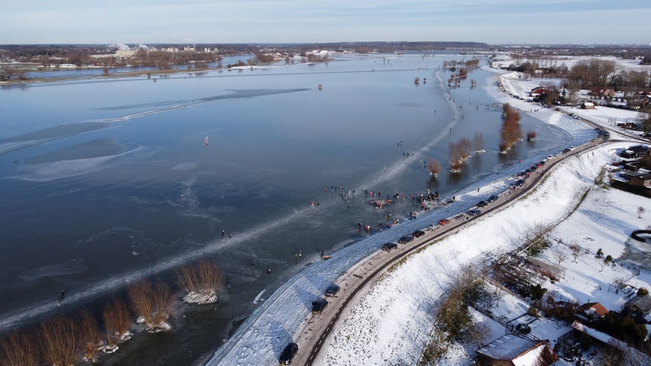 4K Drone video natuurijsbaan uiterwaarden Randwijk 2021 (volledige ronde van 2,75km!)