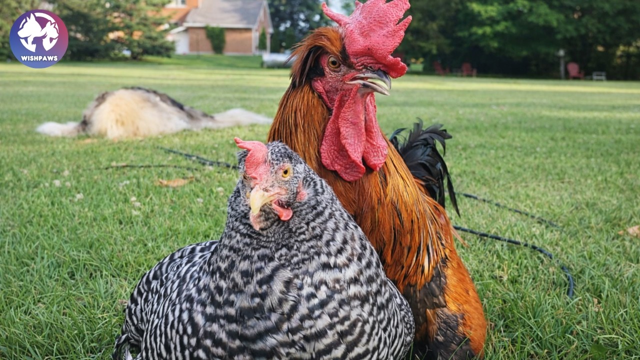 House Rooster Sleeps Inside Then Dashes Out Every Morning to See His Wife