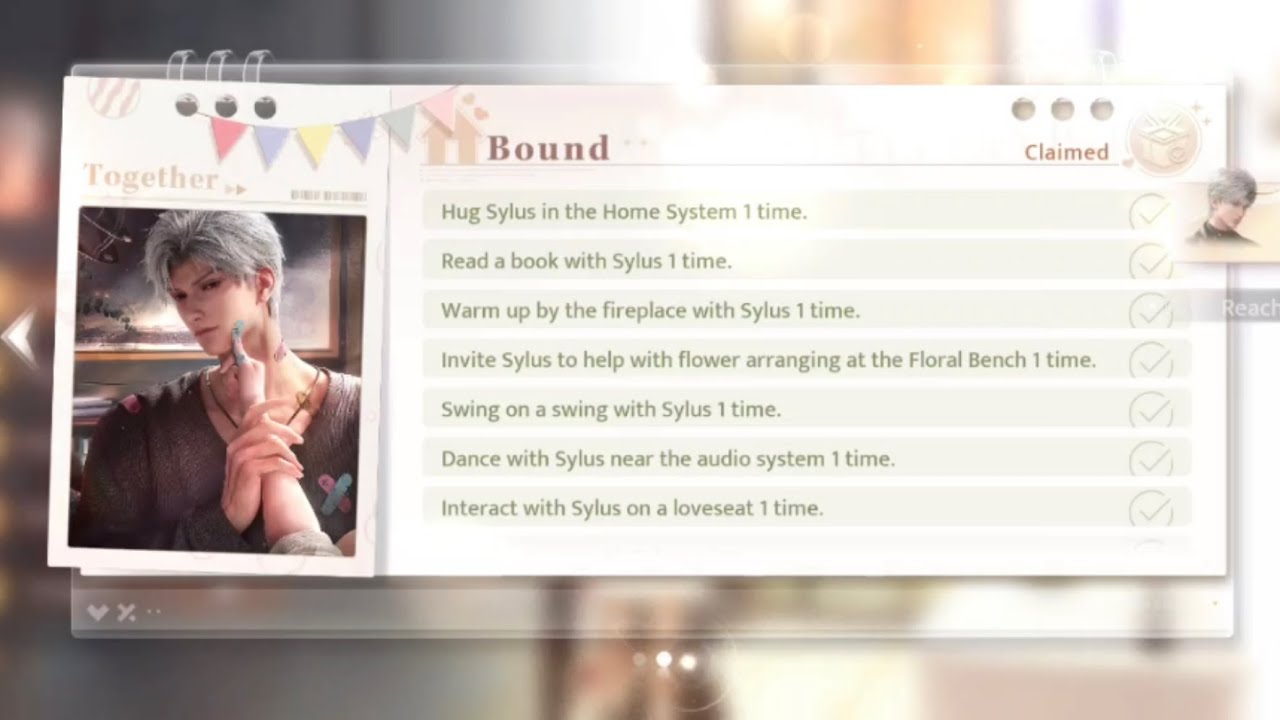 Guide to complete Bound tasks in Love And Deepspace game in home system part 2