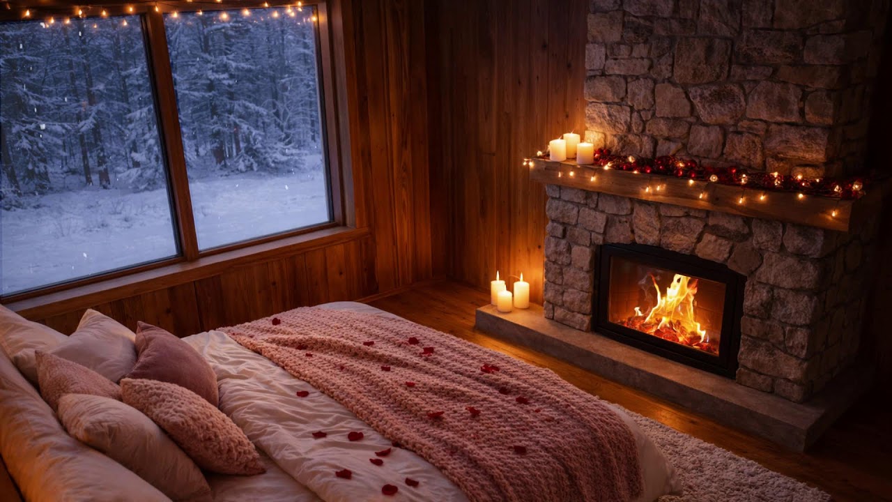 Cozy Valentine’s Bedroom 🛏️ Romantic Winter Ambience for Love & Relaxation