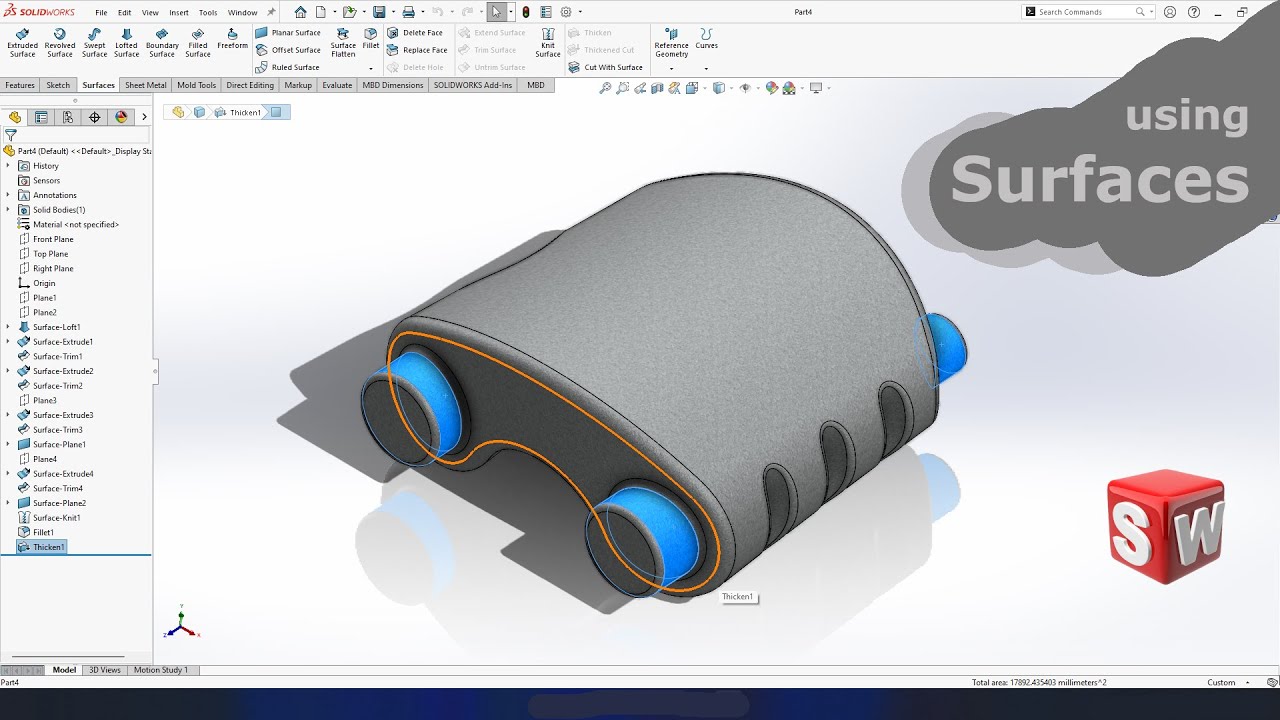 Ex 91 || chapter 4 || seet metal in solidworks #surface_modeling || binoculars