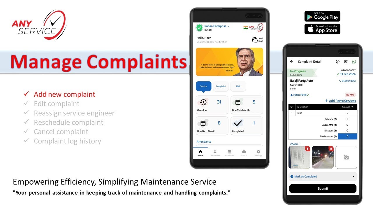 Any Service - How do i register new complaint?