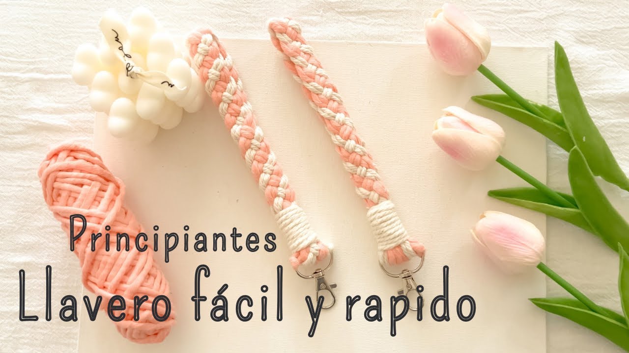 Tutorial de llavero trenza macram&eacute; f&aacute;cil y r&aacute;pido para principiantes/keychain tutorial for beginners