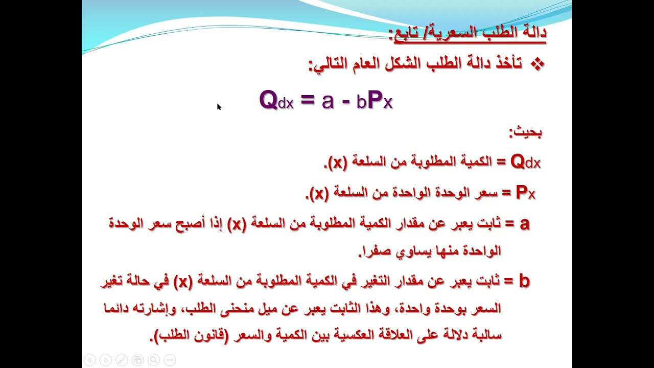 دالة الطلب  السعرية 1