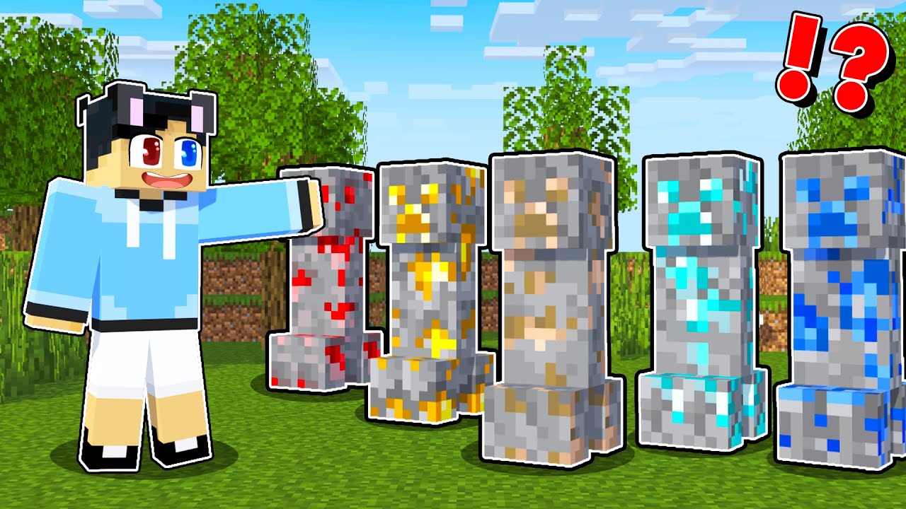 Raizu Created CUSTOM ORE CREEPER in Minecraft!