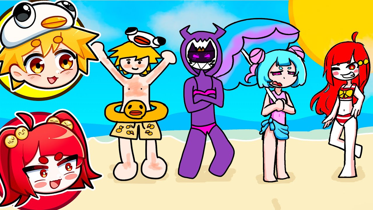 Desenhamos a TURMA DA BATATINHA em CONJUNTO NA PRAIA