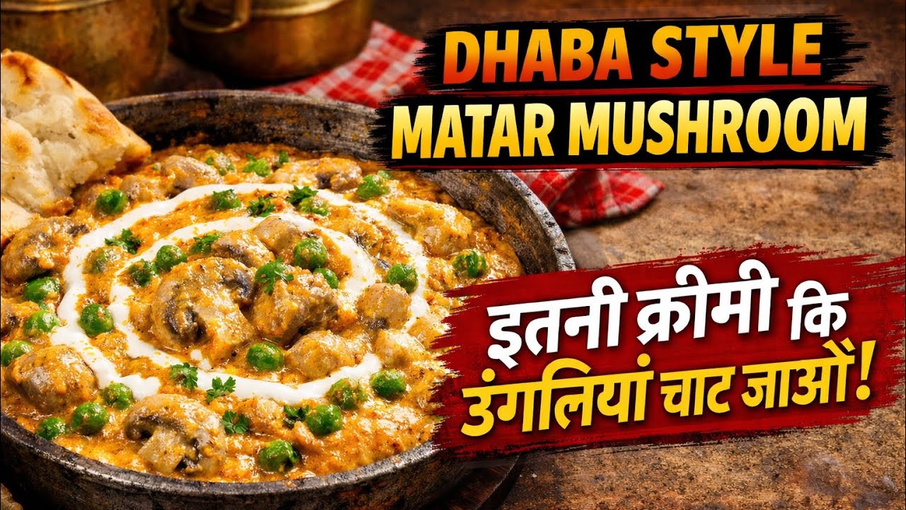 घर पर बनाएं रेस्टोरेंट स्टाइल क्रीमी मटर मशरूम मलाई की सब्ज़ी #matarmashroom #dhabastyle ​#food 